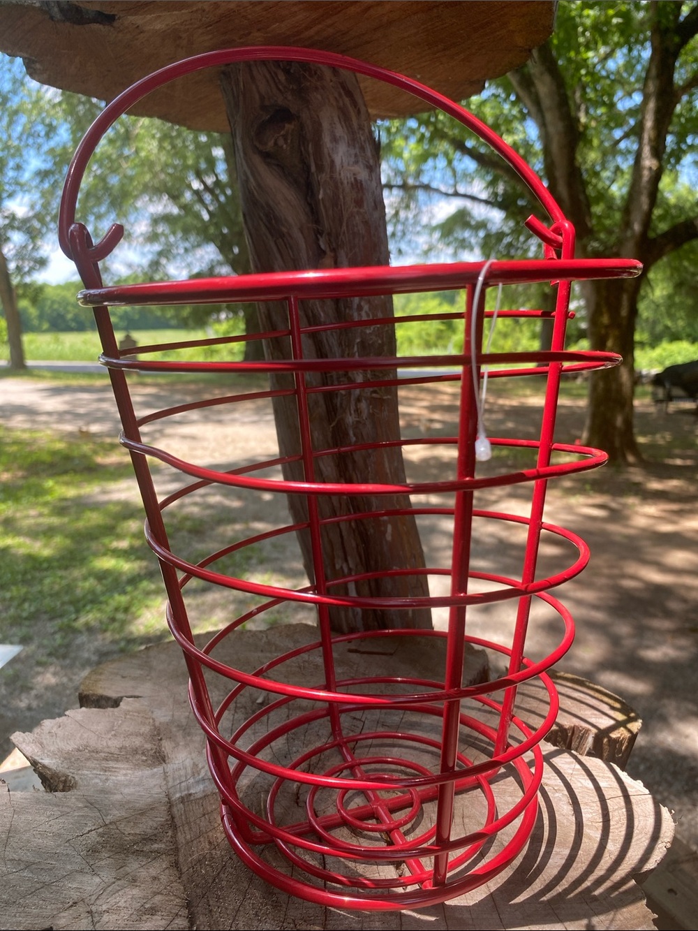Red metal basket & Watermelon Print Apron - Picture 3 of 4